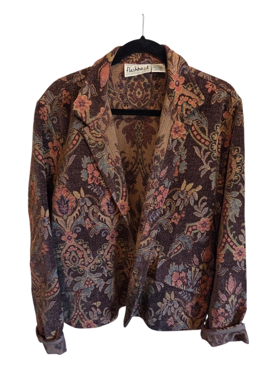 Flashback Jackets & Blazers - Flashback Women's Floral Tapestry Blazer - Multitone Brown Size Xl